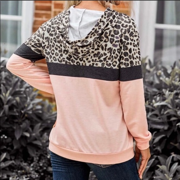 HOST PICK!! NEW Pink & Leopard Color Block Hoodie - Picture 3 of 8